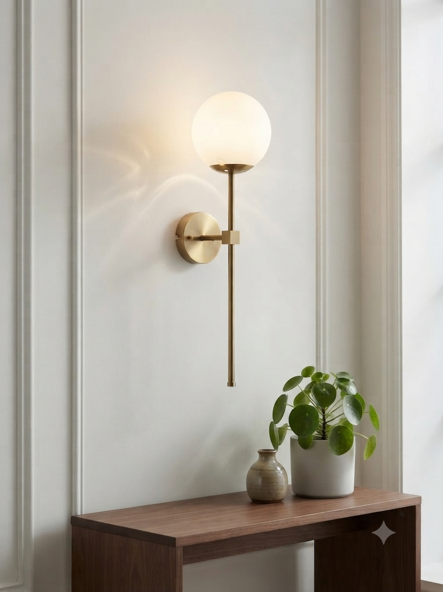 Modern Brass Sphere Wall Light