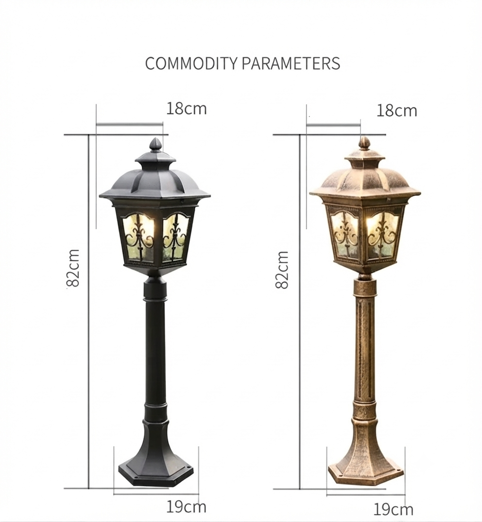 Vintage Black Ornate Outdoor Pillar Light