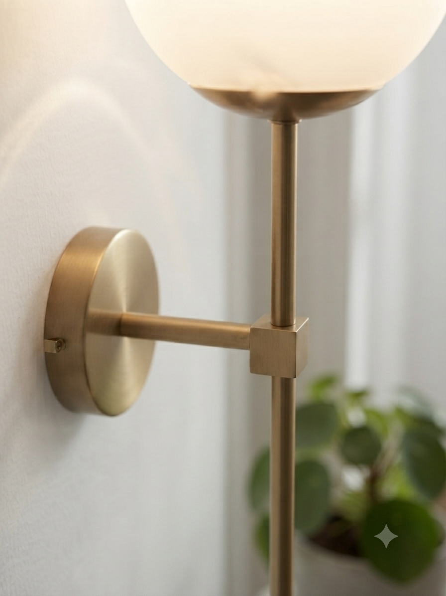 Modern Brass Sphere Wall Light