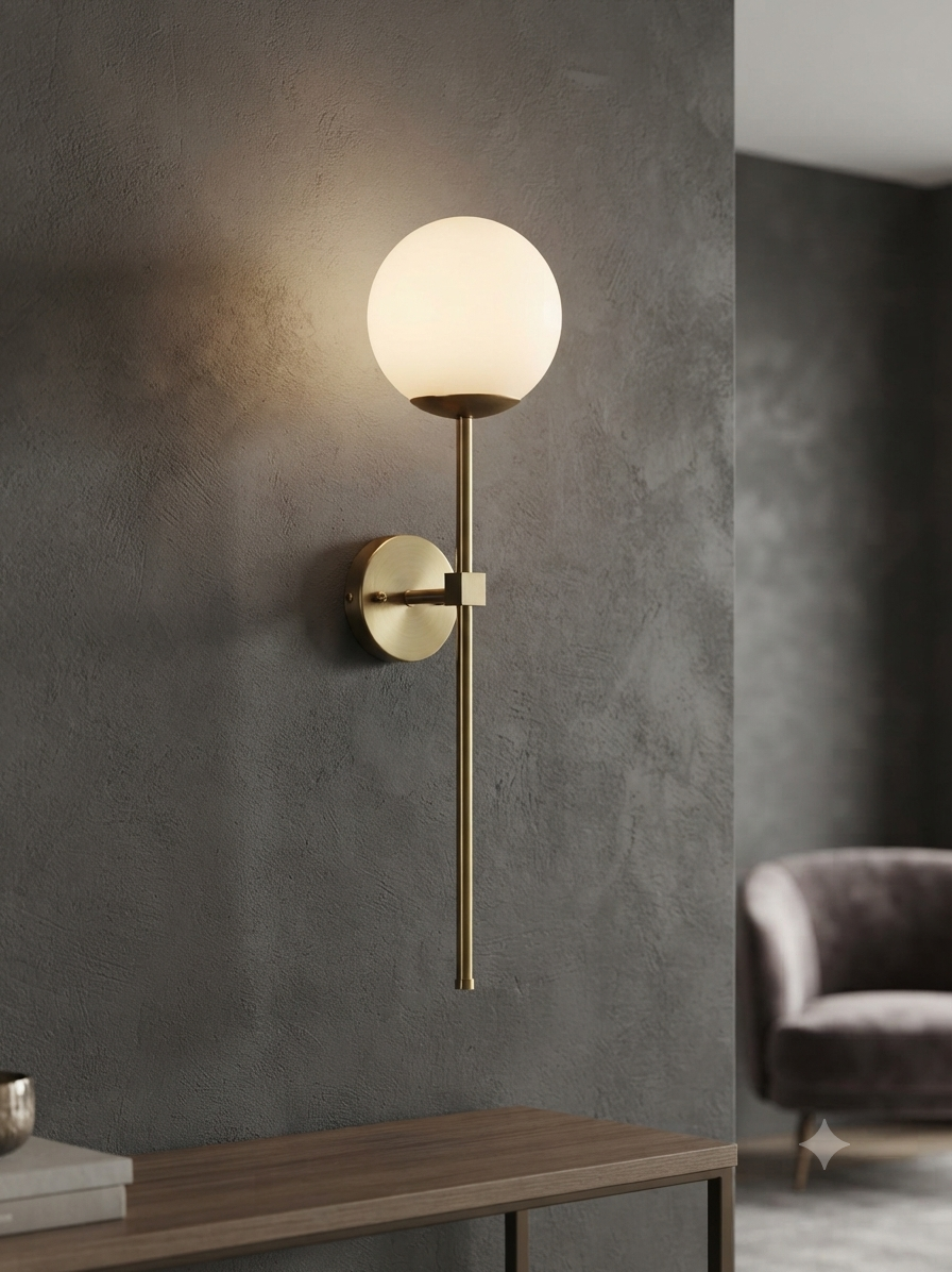Modern Brass Sphere Wall Light