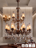 Marquise Traditional Bronze Crystal Chandelier – Luxury Hurricane Glass Pendant Light