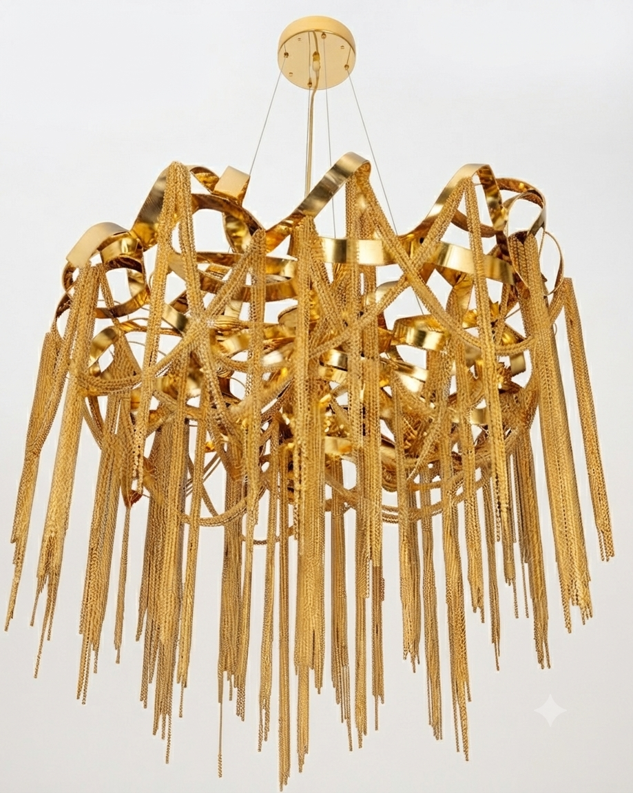 Luxury Chain-Link Gold Chandelier