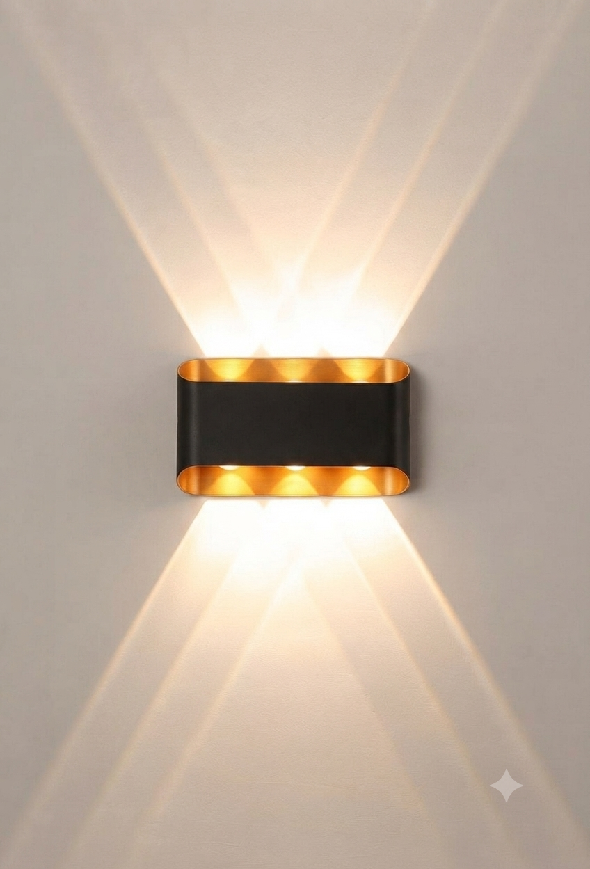 Modern Black & Gold Oval Up-Down Wall Sconce