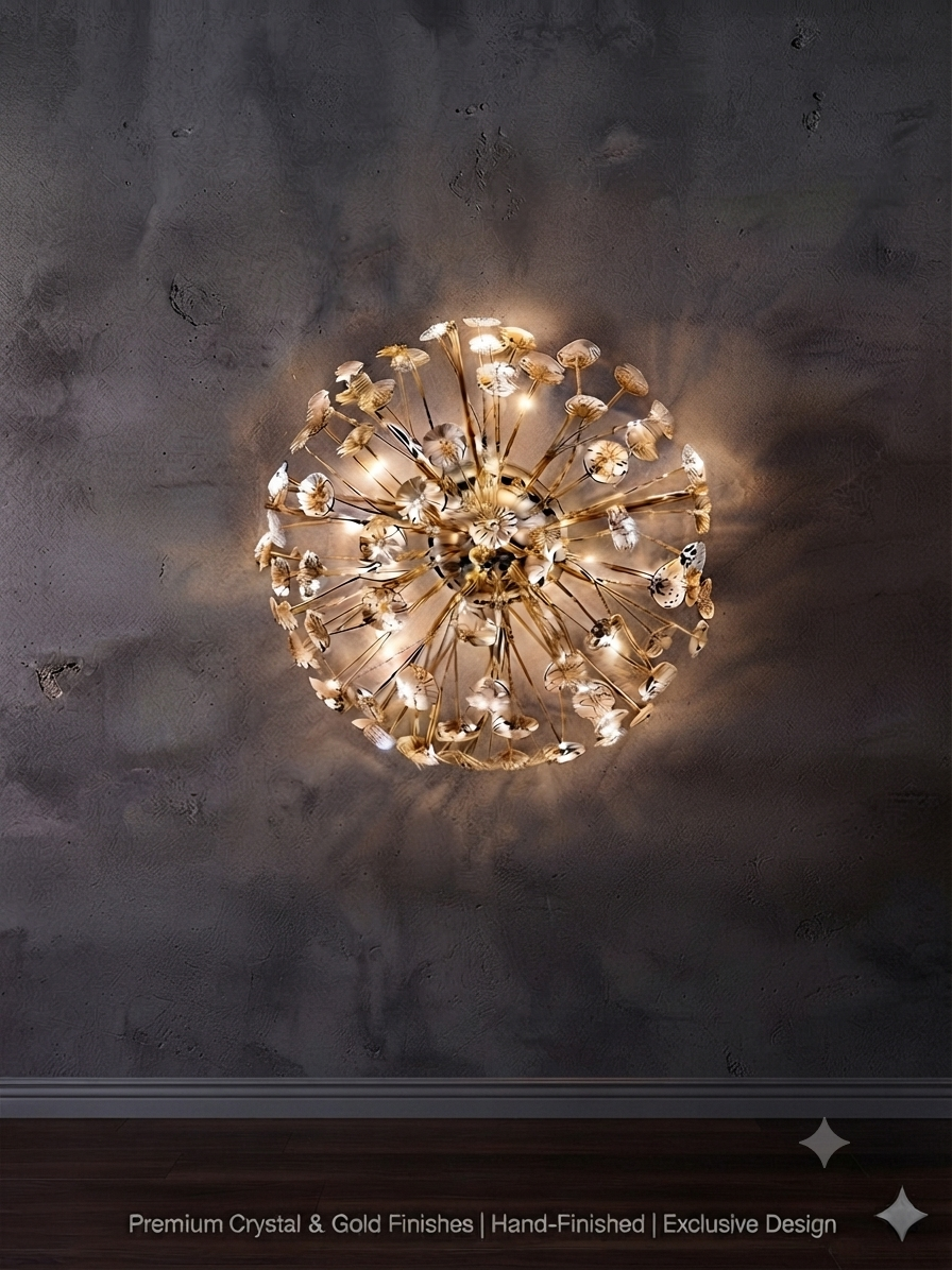 The Dandelion Collection: Luxurious Crystal & Gold-Plated Wall Light