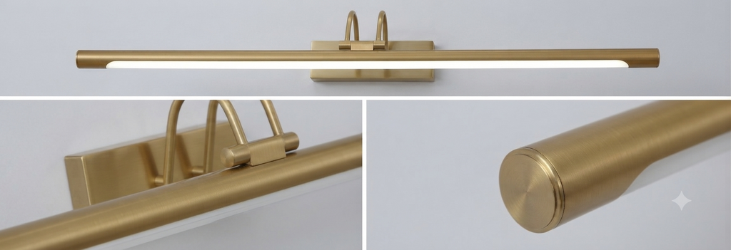 Minimalist Brass Wall Mounted Art Light with Warm LED Illumination