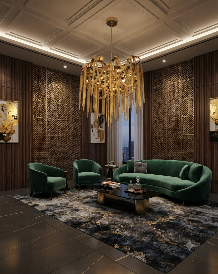 Luxury Chain-Link Gold Chandelier