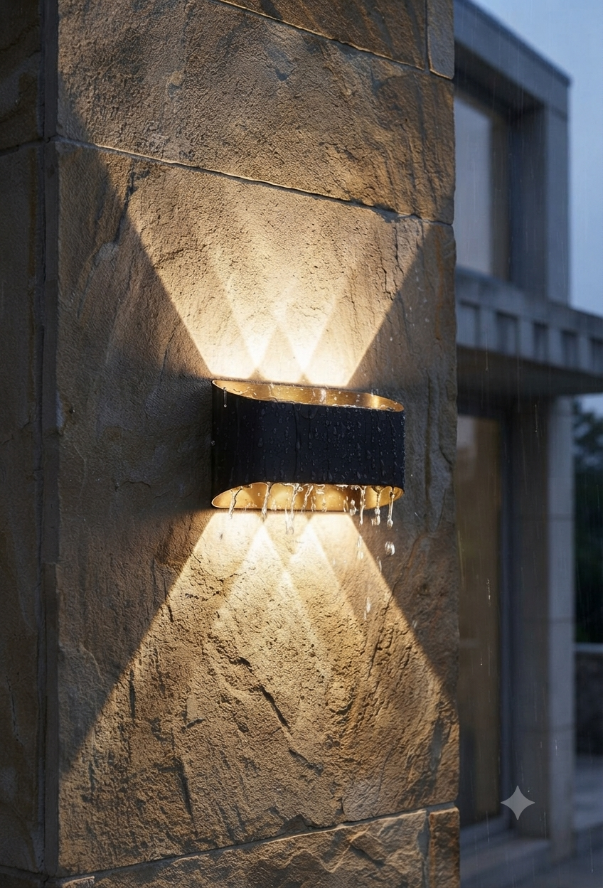 Modern Black & Gold Oval Up-Down Wall Sconce