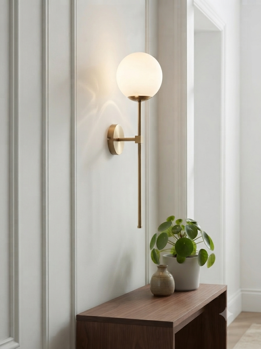 Modern Brass Sphere Wall Light
