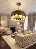 Premium Gold & Crystal Drum Chandelier