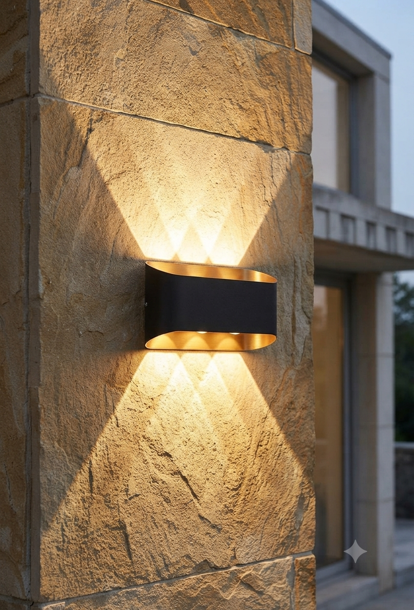 Modern Black & Gold Oval Up-Down Wall Sconce