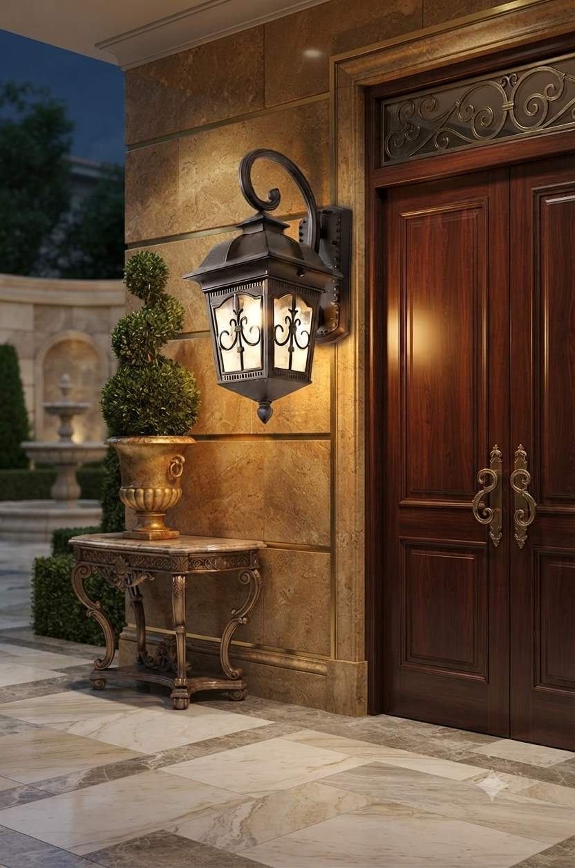 Heritage Scroll-Arm Exterior Wall Sconce