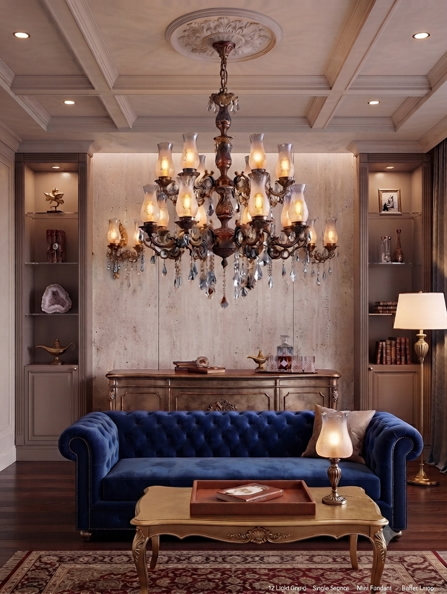 Marquise Traditional Bronze Crystal Chandelier – Luxury Hurricane Glass Pendant Light