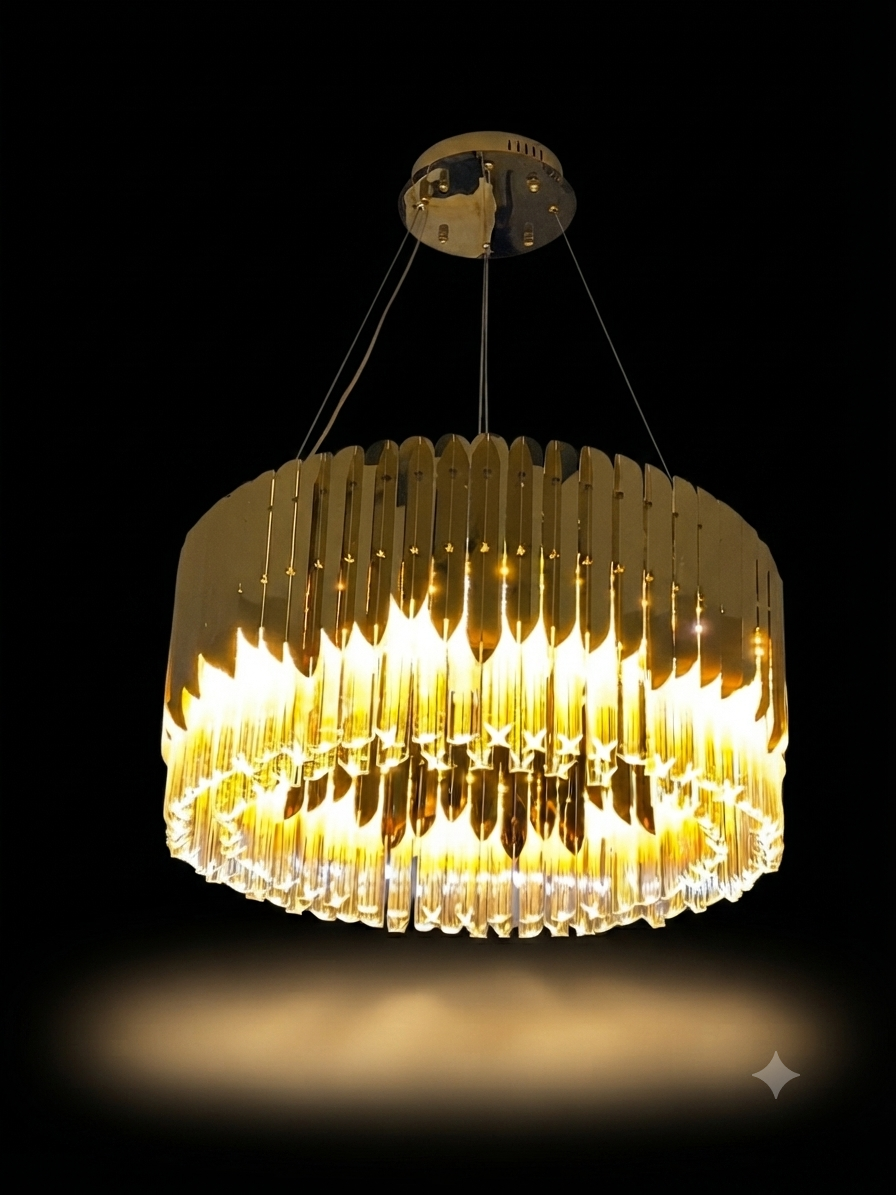 Premium Gold & Crystal Drum Chandelier