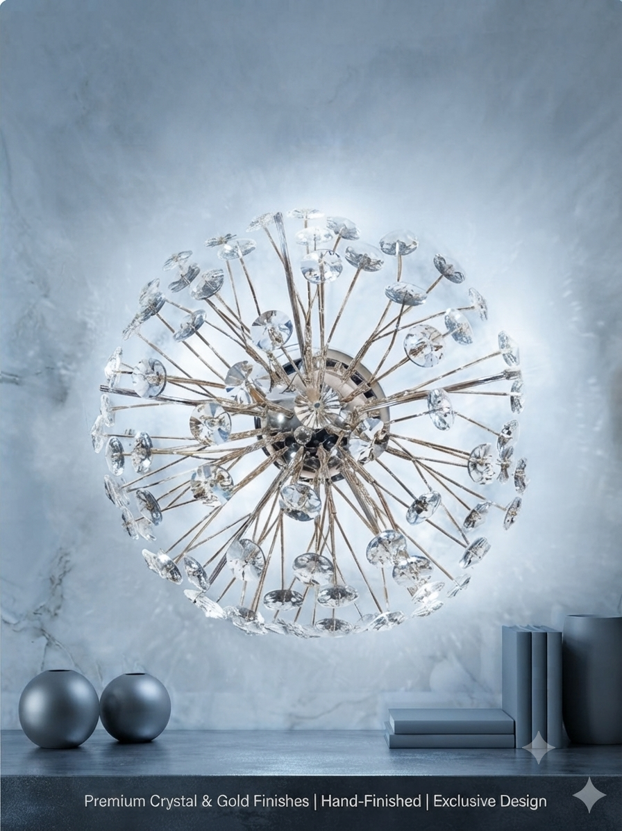 The Dandelion Collection: Luxurious Crystal & Gold-Plated Wall Light