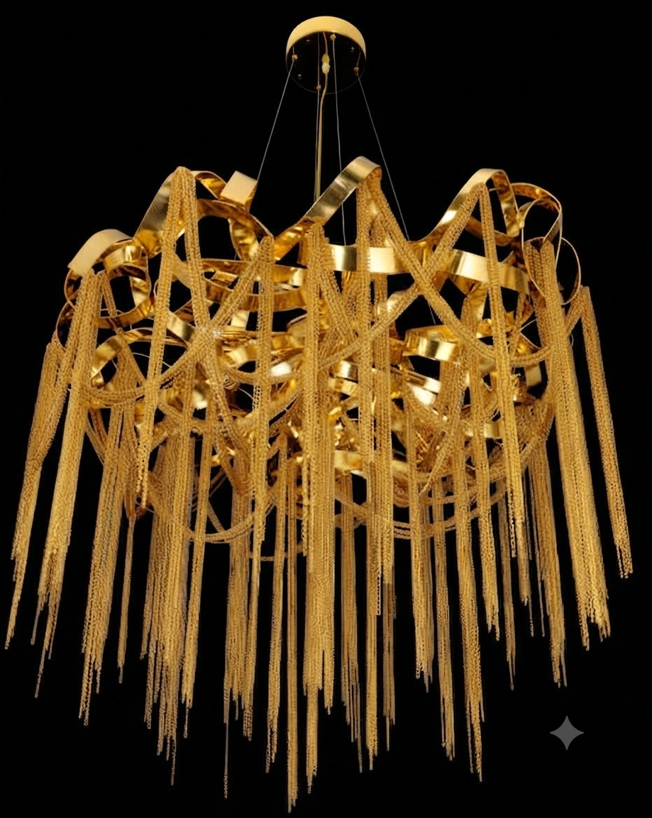 Luxury Chain-Link Gold Chandelier
