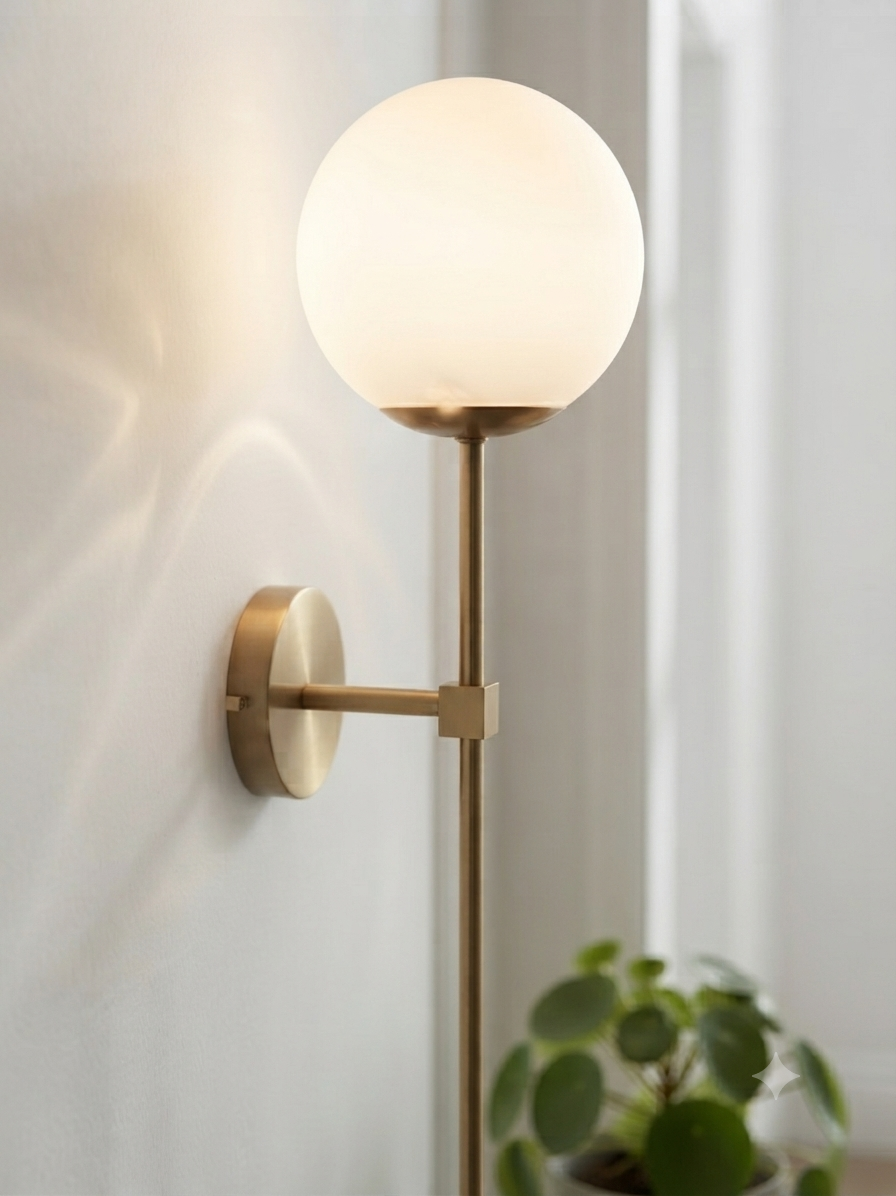 Modern Brass Sphere Wall Light