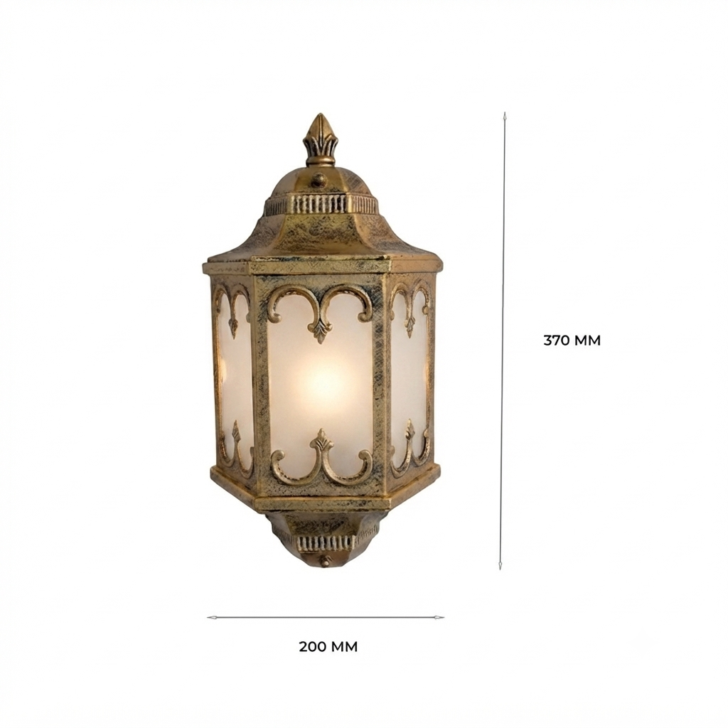 Antique Gold Hexagonal Outdoor Wall Lantern