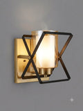 Modern Geometric Brass & Matte Black Wall Sconce