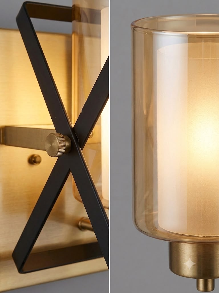 Modern Geometric Brass & Matte Black Wall Sconce