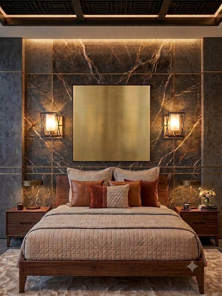 Modern Geometric Brass & Matte Black Wall Sconce