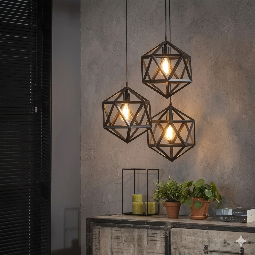 Hexagon Shape Hanging Lamp