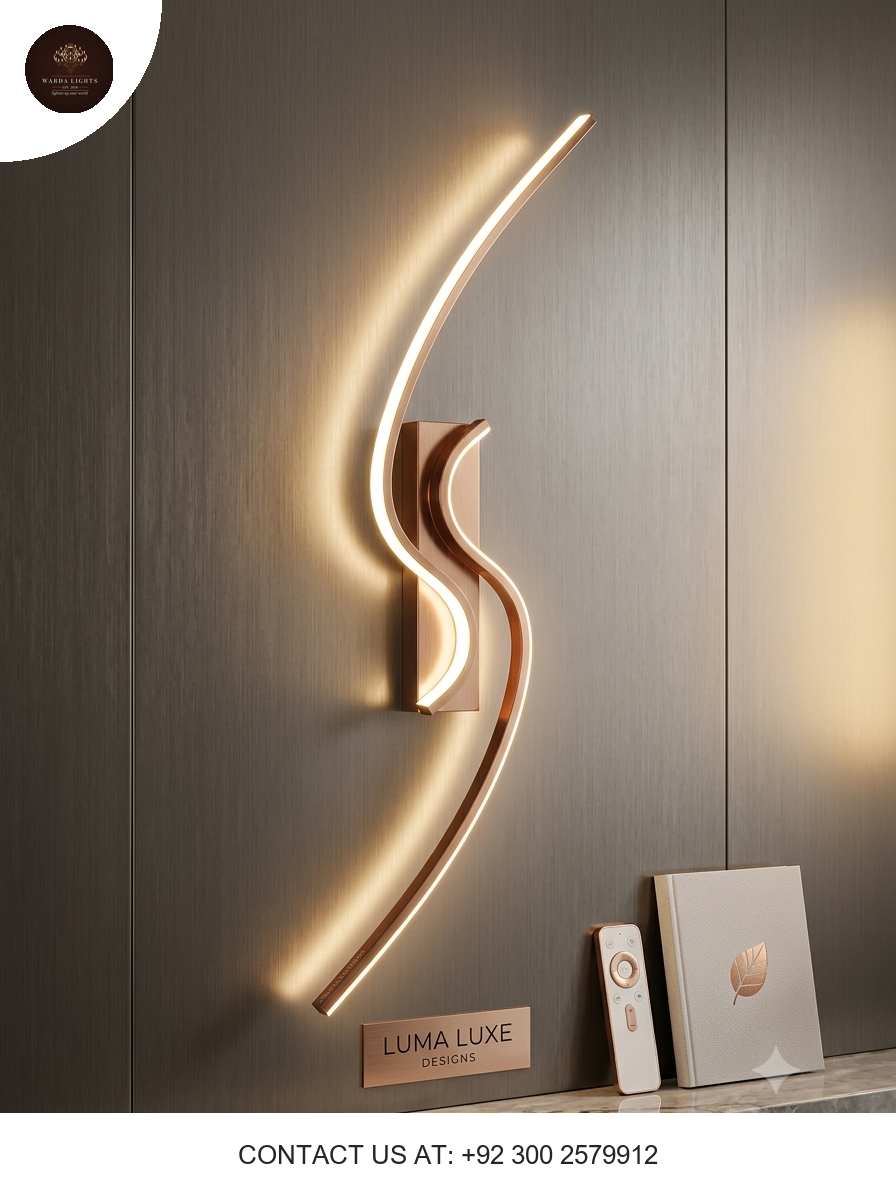 Aura Luxe S-Curve LED Wall Light – Premium Rose Gold