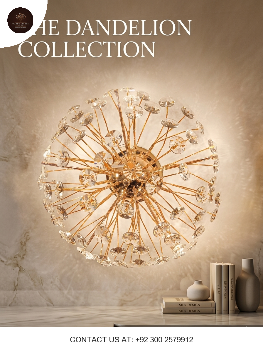 The Dandelion Collection: Luxurious Crystal & Gold-Plated Wall Light