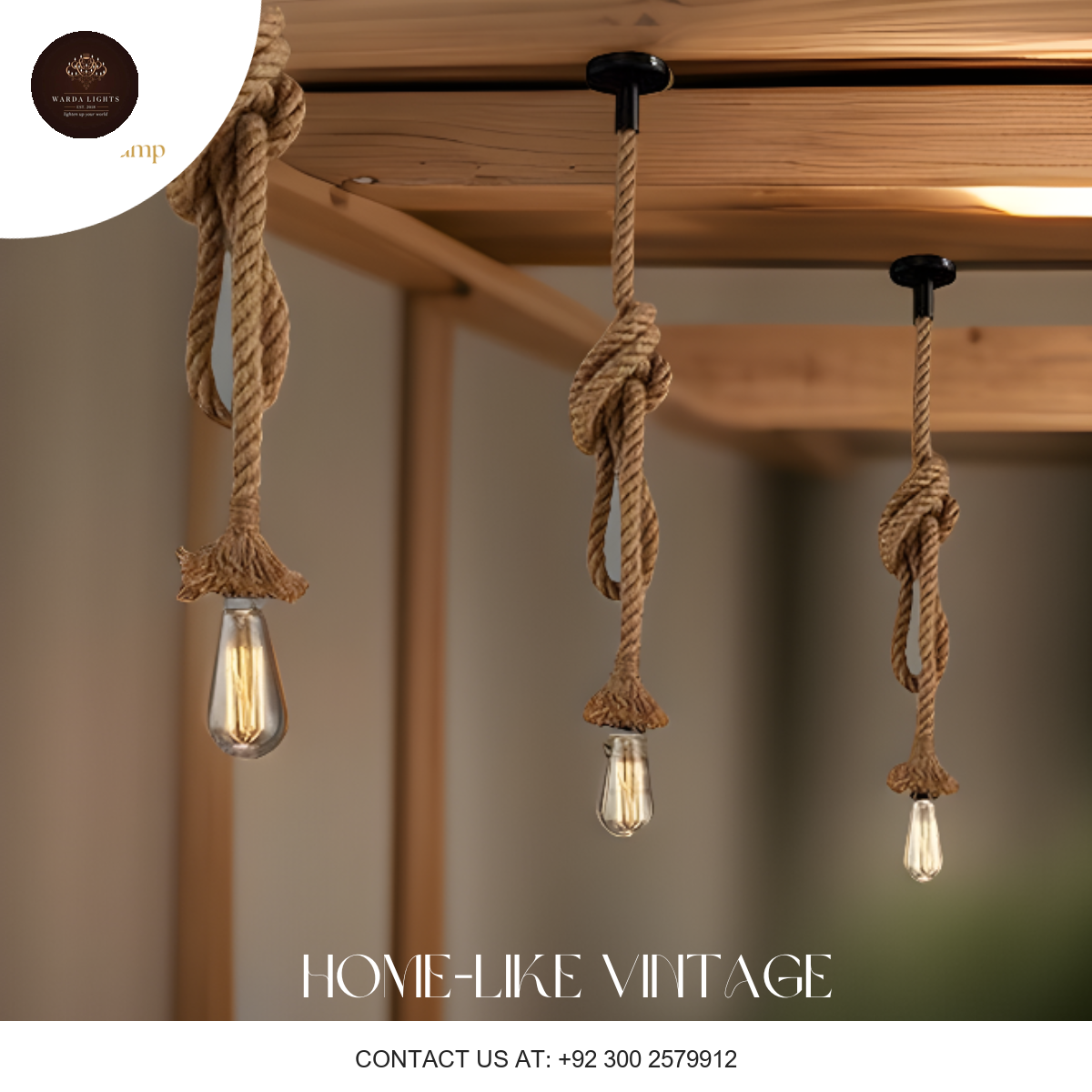 VINTAGE HEMP ROPE PENDANT LIGHT WITH EDISON BULB