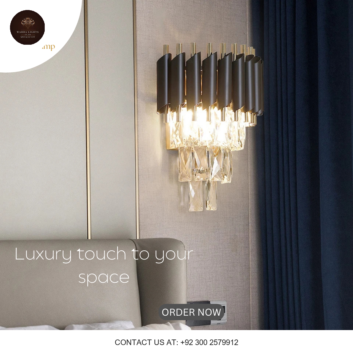 LUXURY CRYSTAL WALL LIGHT Black & Gold