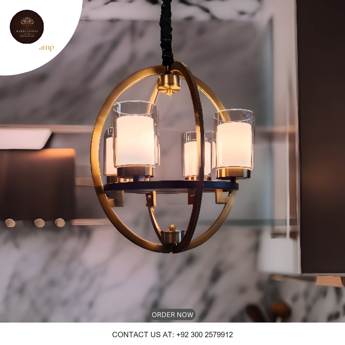 RUSTIC GLOBE CHANDELIER 4 LIGHTS