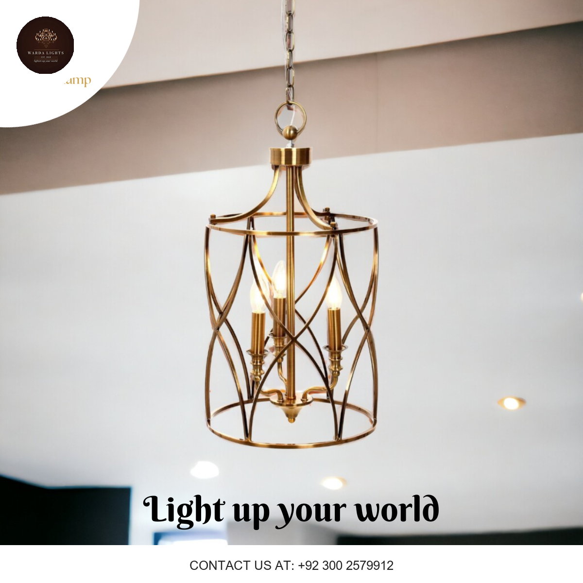VINTAGE 3-LIGHT METAL CAGE PENDANT LIGHT