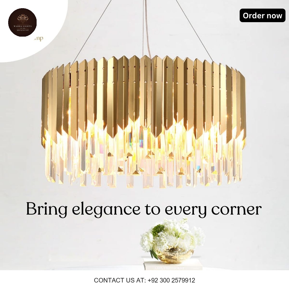 GOLD & CLEAR BAR LUXE CHANDELIER