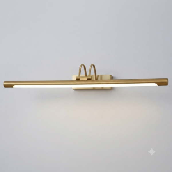 Minimalist Brass Wall Mounted Art Light with Warm LED Illumination