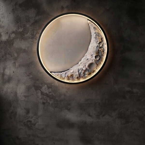 Modern Crescent Moon Wall Lamp – 3D Textured Decorative LED Light for Bedroom & Living Room