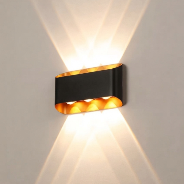 Modern Black & Gold Oval Up-Down Wall Sconce