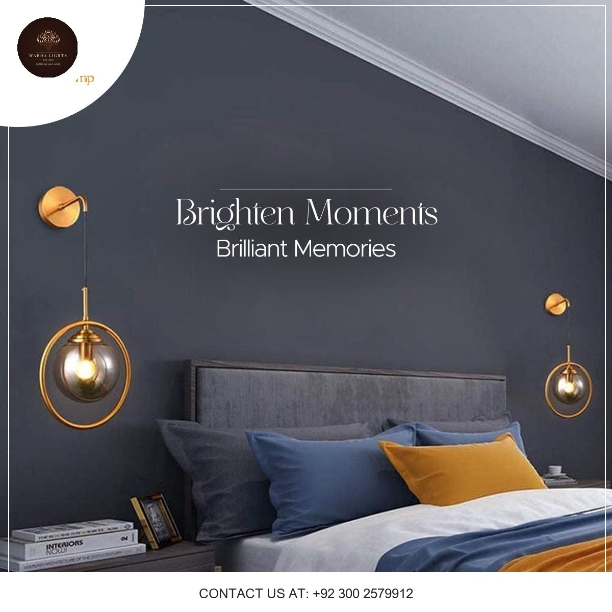 MODERN LED WALL LAMP GLASS BALL WITH GOLD RING