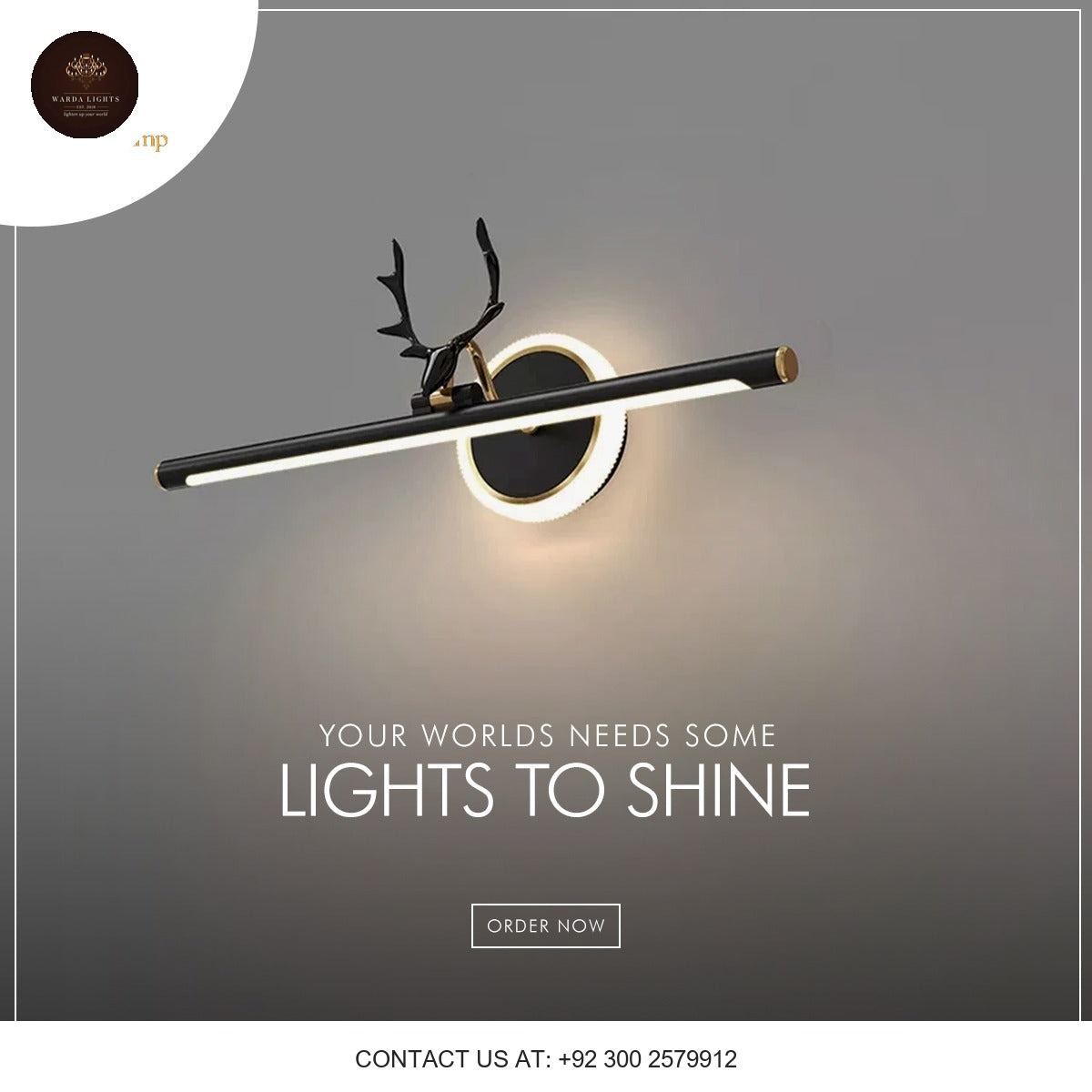 MODERN MIRROR LIGHT BLACK & GOLD SHADE