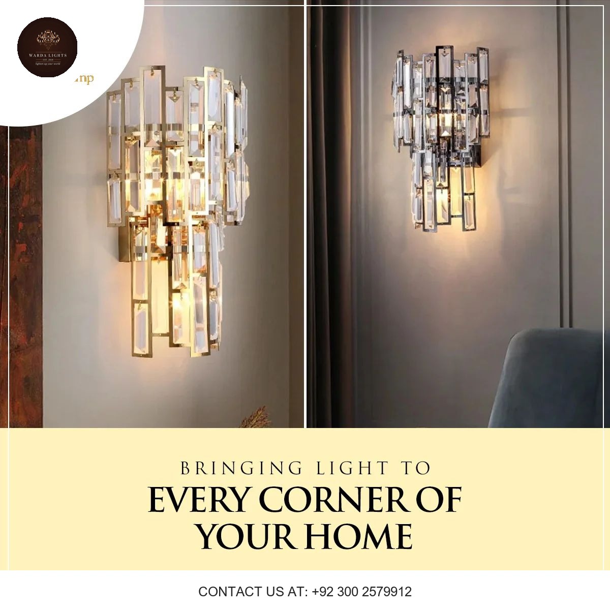 CRYSTAL GLASS SHADE WALL LIGHT