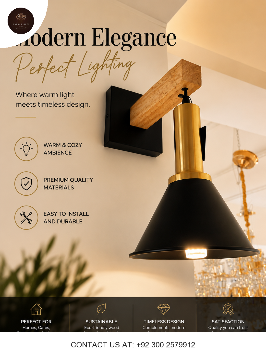 Nordic Luxe Wooden Wall Light