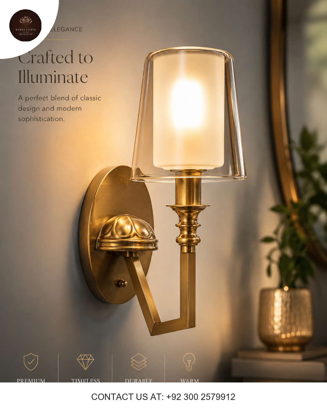 Luxury Gold Glass Wall Sconce Modern Decorative Wall Light