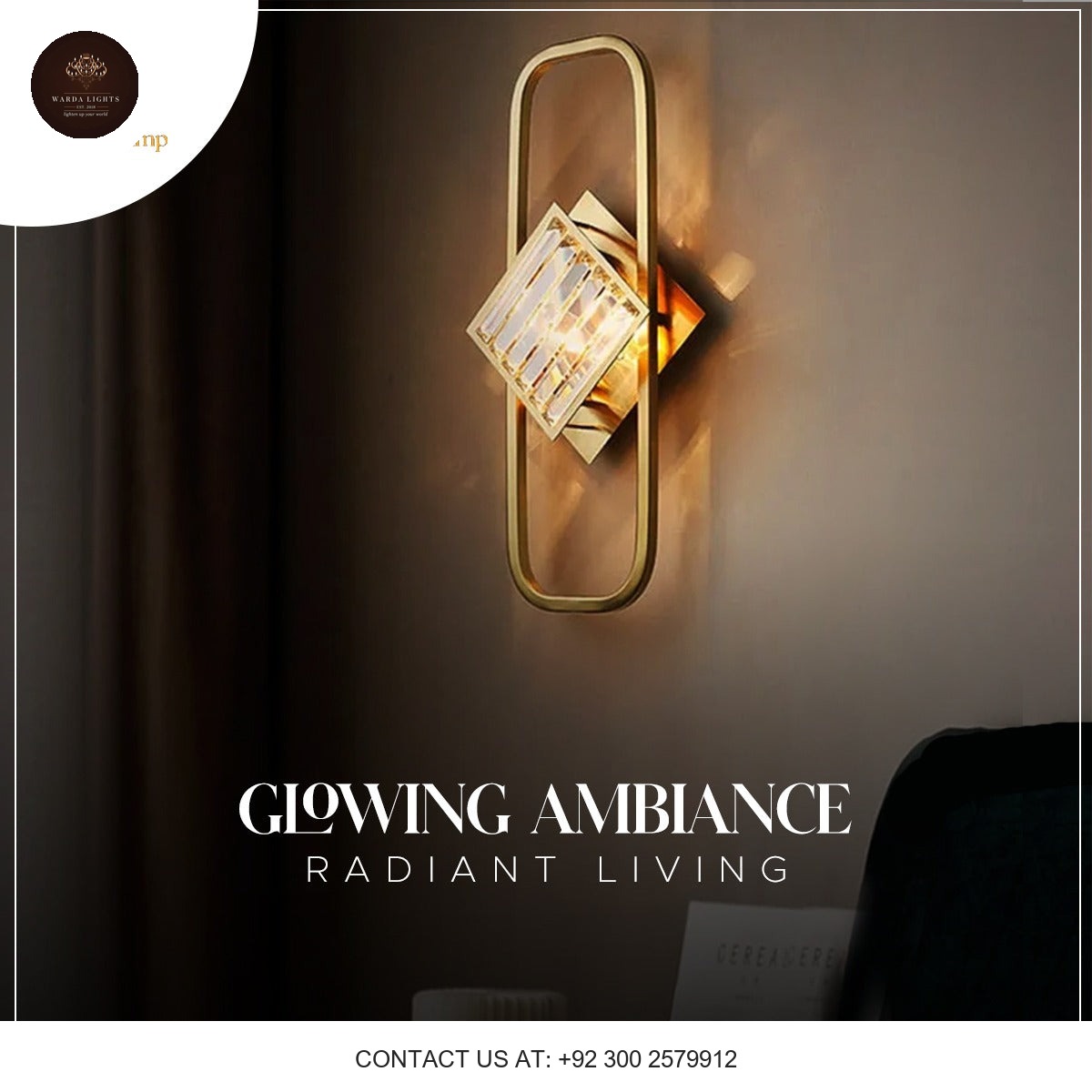 LUXURY MODERN MINIMALIST CRYSTAL GOLD WALL LAMP